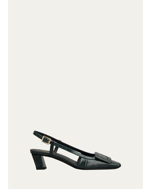 Roger Vivier Belle Vivier 45Mm Croc-Embossed Leather Slingback Pumps - White