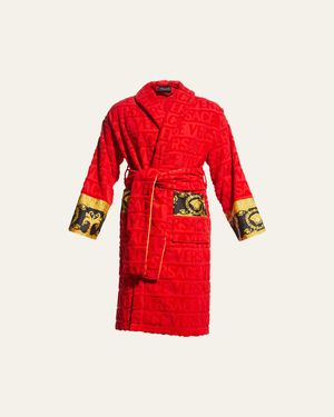 Versace Barocco Sleeve Robe - Red