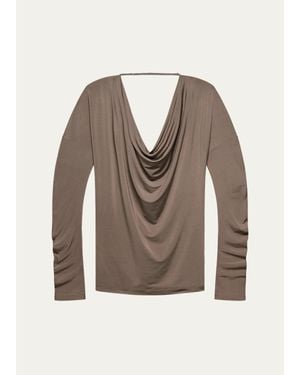 Helmut Lang Open-Back Cowlneck Top - Brown
