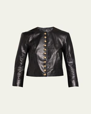 R13 Front-Snap Leather Jacket - Black
