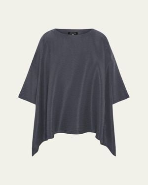 Eskandar A-Line Silk Plisse Top - Blue