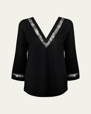 Lise Charmel Adorable En Sexy Lace-Inset Pajama Top - Black