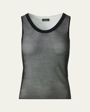 Akris Two-Tone Grid Knit Tank Top - Gray
