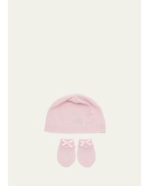 G.H.Hurt & Son Kid's Cashmere Baby Hat & Mittens Set - Pink