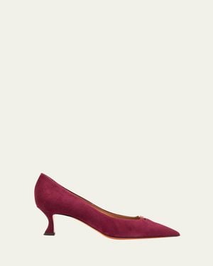 Santoni 55Mm Suede Buckle Mid-Heel Pumps - Pink