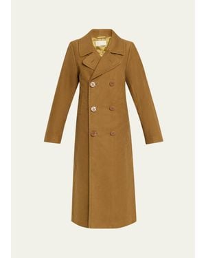 6397 Long Double-Breasted Peacoat - Natural