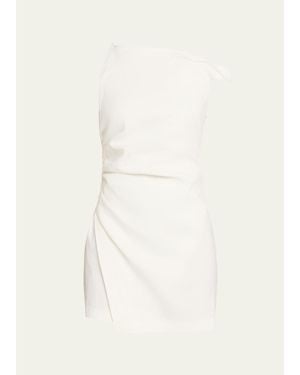 A.L.C. Leia Asymmetric One-Shoulder Linen-Blend Mini Dress - Natural