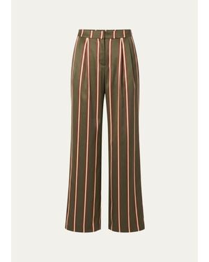 SER.O.YA Marlowe Striped Satin Pants - Natural