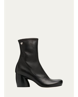 Loewe 70Mm Oval Leather Zip Ankle Booties - Black
