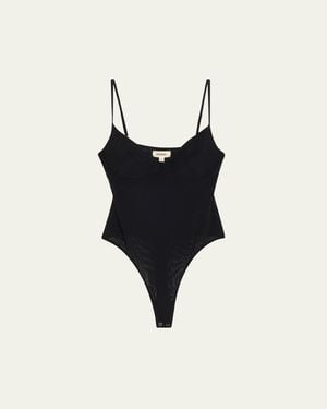 L'Agence Elowen Mesh Bodysuit - Black