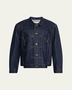 Sacai X Levi's Dark Wash Denim Trucker Jacket - Blue
