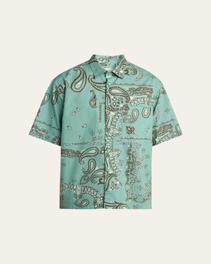 Moncler Paisley Cotton Short-Sleeve Shirt - Green
