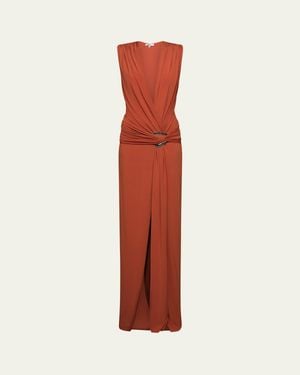 Et Ochs Jil Plunging Draped Column Gown - White