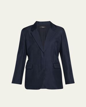 Theory Relaxed Silk Cinch Blazer - Blue
