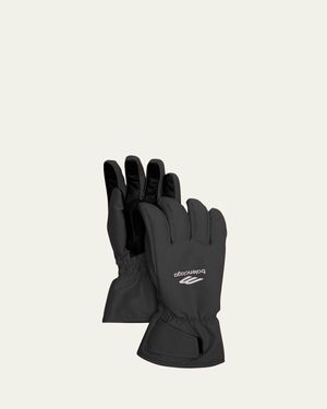 Balenciaga 3B Sports Icon Nylon And Leather Ski Gloves - Black
