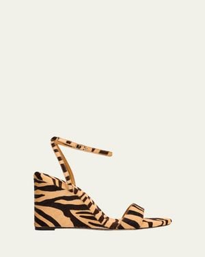 Loeffler Randall 90Mm-Printed Calf Hair Ankle-Strap Sandals - Natural