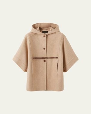 Loro Piana Johann Hooded Wish Wool And Cashmere Cape - Natural