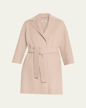 Max Mara Double-Faced Wool Wrap Coat - Natural