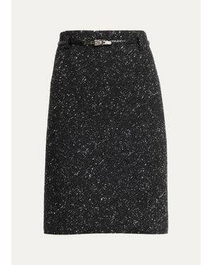 Marc Jacobs Virgin Wool-Blend Belted Midi Skirt - Black