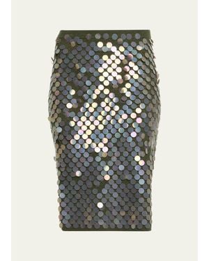Zankov Sequined Wool-Cashmere Pointelle Knit Midi Skirt - Green