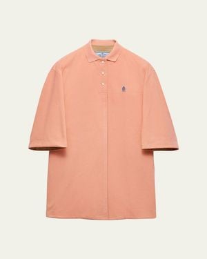 Prada Old Pique 3/4-Sleeve Polo Shirt Jacket - Pink