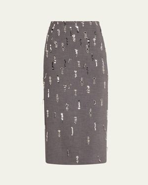 Prabal Gurung Sequin Embroidered Pencil Midi Skirt - Gray