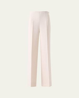 Akris Fiyuki Linen-Wool Double-Face Wide-Leg Pants - Natural