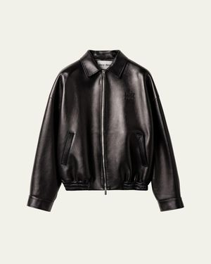 Miu Miu Plonge Nappa Leather Bomber Jacket - Black