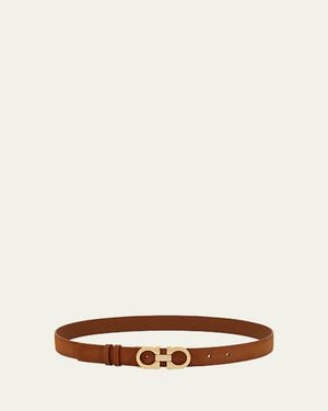 Ferragamo Donna Suede Double Gancini Belt - Brown