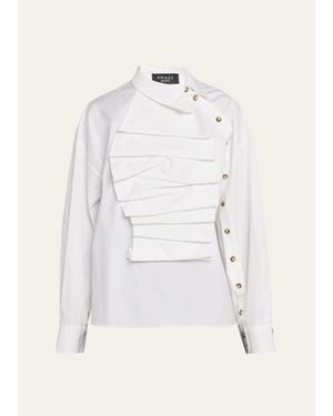 A.W.A.K.E. MODE Long-Sleeve Poplin Bib Top - Natural