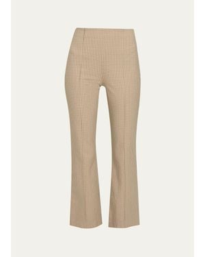 Vince Niki Plaid Mid-Rise Crop Flare Pants - Natural