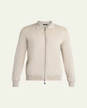 Brioni Full-Zip Blouson Jacket - Natural