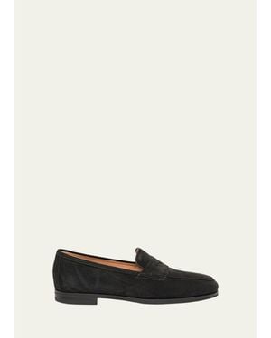 Santoni Carla Suede Penny Loafers - White