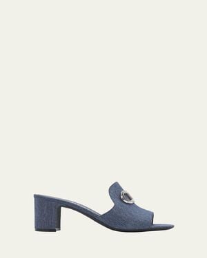 Ferragamo 55Mm Rexy Mule Sandals - Blue