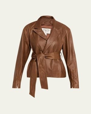 Twp Andie Leather Wrap Jacket - Brown