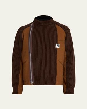 SACAI X CARHARTT WIP Washed Duck & Wool Knit Blouson Jacket