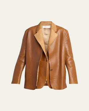 The Row Lysandre Leather Jacket - Brown