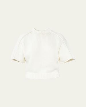AISLING CAMPS Perfect Short-Sleeve Crop Knit T-Shirt - Natural