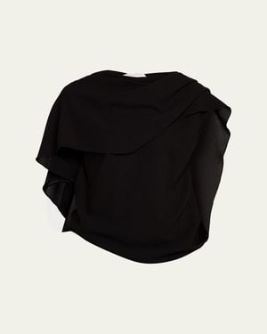 Michael Kors Fluid Wool Cape Top - Black