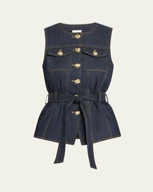 Cinq À Sept Reenee Belted Denim Vest - Blue