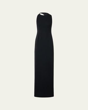 Akris Sleeveless Back-Cutout Wool Slit Gown - Blue