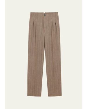 Ami Paris Pinstriped Wool Straight-Leg Pants - Natural