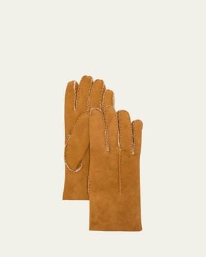 Guanti Giglio Fiorentino Lambskin Shearling-Lined Gloves - Metallic