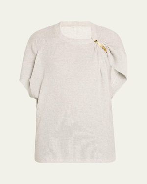 Brandon Maxwell The Faye Asymmetric T-Shirt With Shoulder Hardware - White