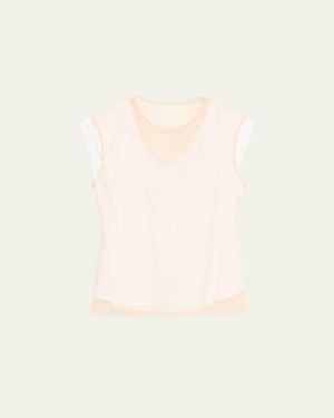 Simone Rocha Layered Liquid Cotton Cap-Sleeve Top - Natural