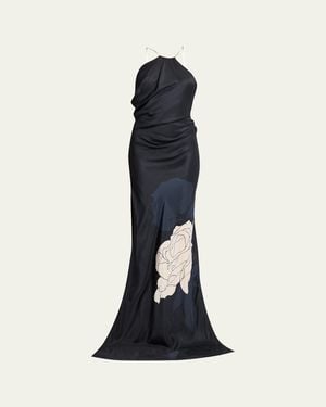 Victoria Beckham Chain Halter Gown in Black | Lyst