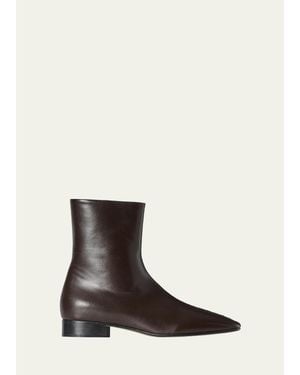 The Row Cindy Leather Ankle Boots - White