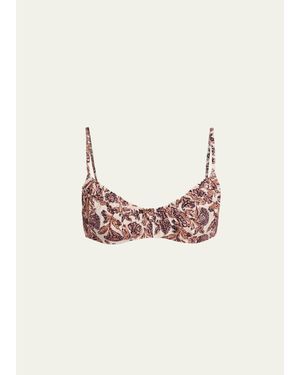 Ulla Johnson Jaya Ruched Bikini Top - Pink