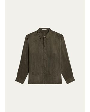 Helmut Lang Fluid Lyocell And Viscose Button-Down Shirt - Green