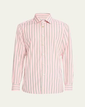 Kiton Cotton Multi-Stripe Sport Shirt - Pink